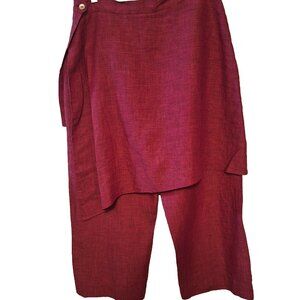 Bryn Walker linen pants Boho Skirt Capris LKNEW! Sz Med Medium Cherry Burgandy